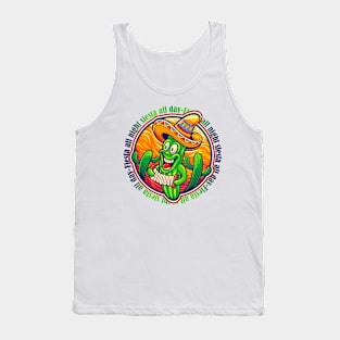 Fiesta all Night Siesta All Day Cinco de Mayo Mexican Fiesta Mexican Cactus wearing sombrero Mexican Hat Tank Top